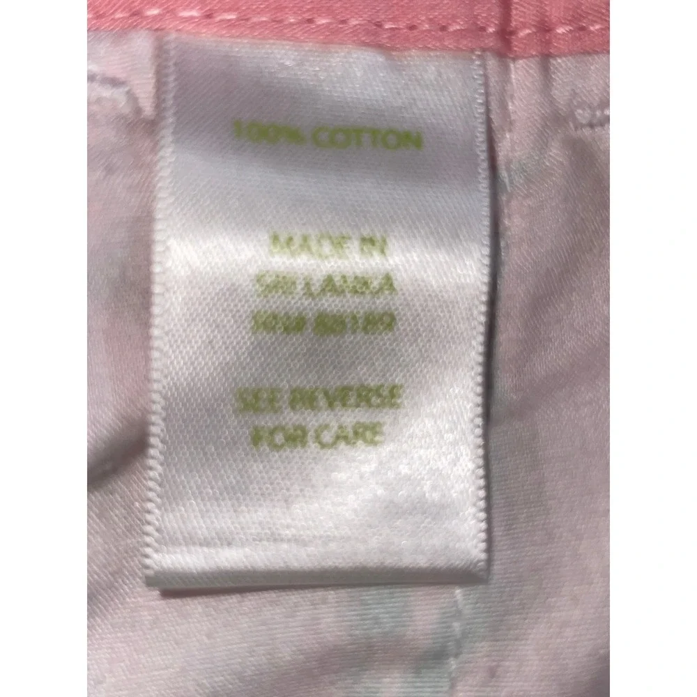 Lilly Pulitzer Barclay Chino Shorts Green Pink Floral Shell Print Womens 8